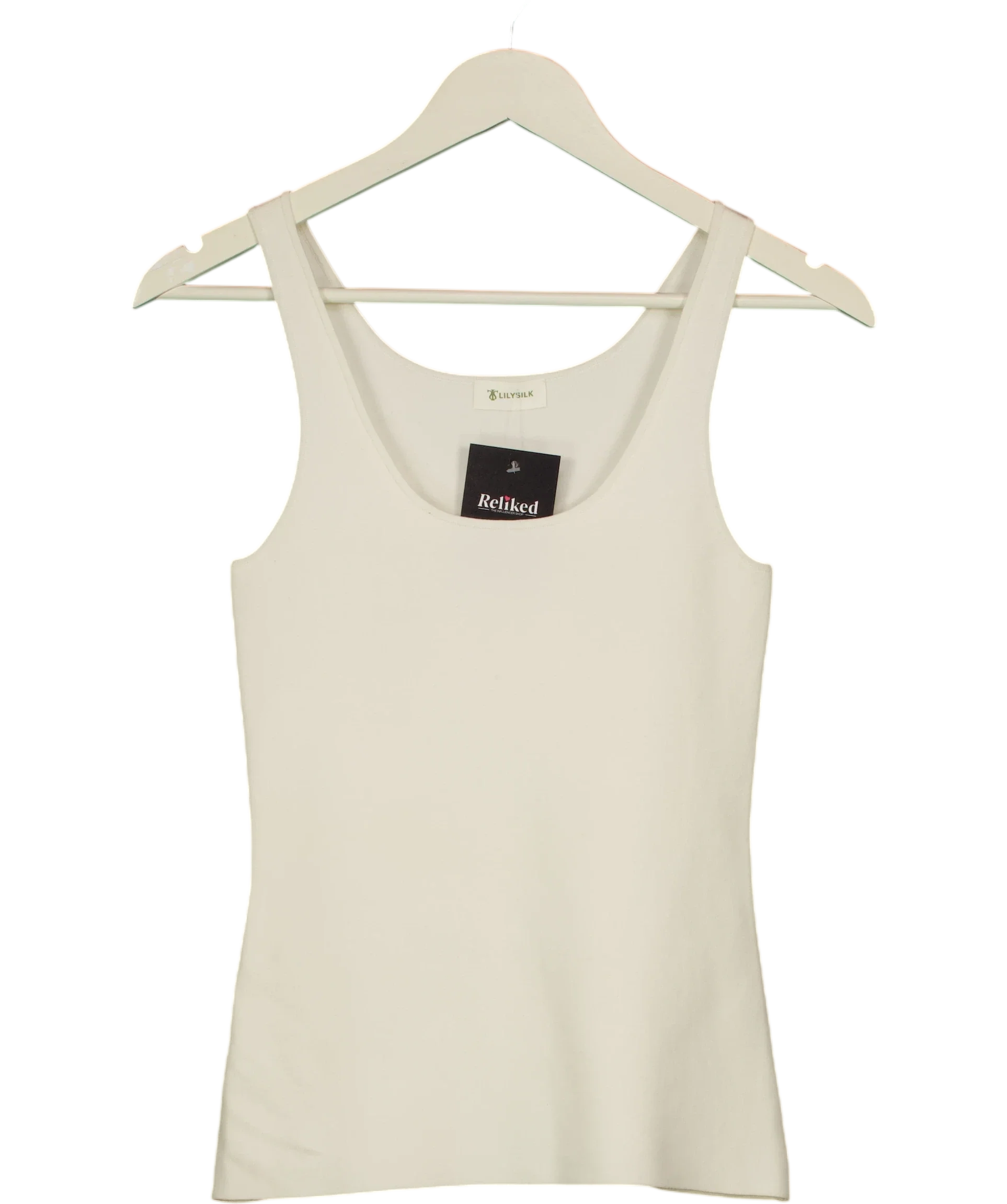 LILYSILK Cream Milano Knit Silk Viscose Tank Top, size UK S — front