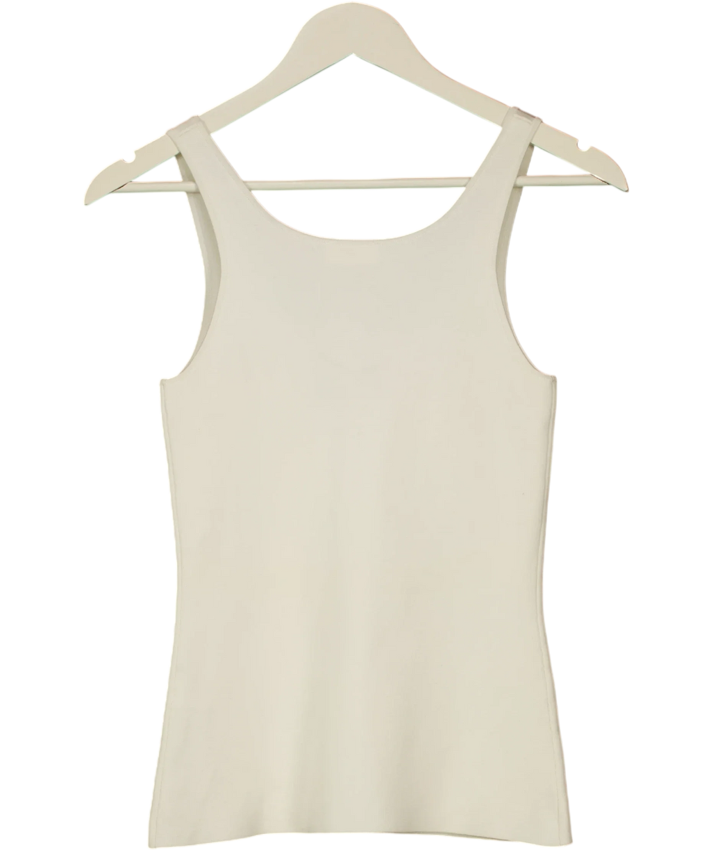 LILYSILK Cream Milano Knit Silk Viscose Tank Top, size UK S — back