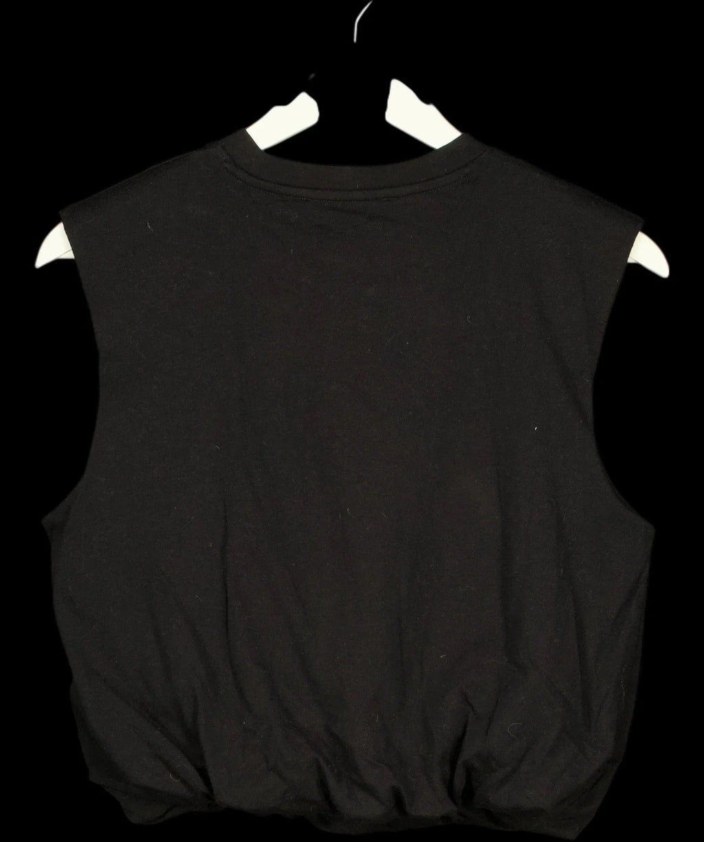 MANGO Black Sleeveless Bubble Hem Jersey Vest Top Black, size UK S — label