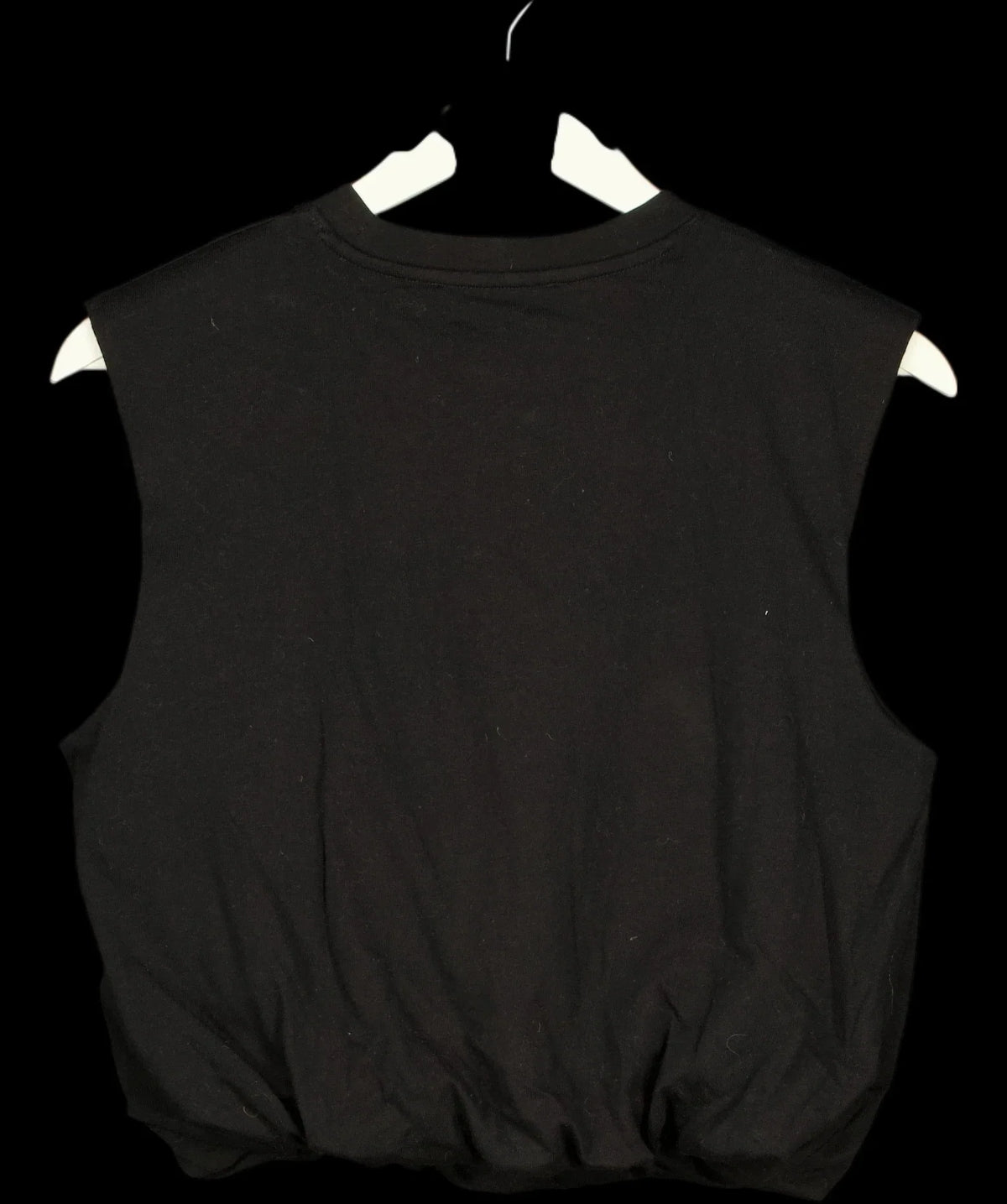 MANGO Black Sleeveless Bubble Hem Jersey Vest Top Black, size UK S — label