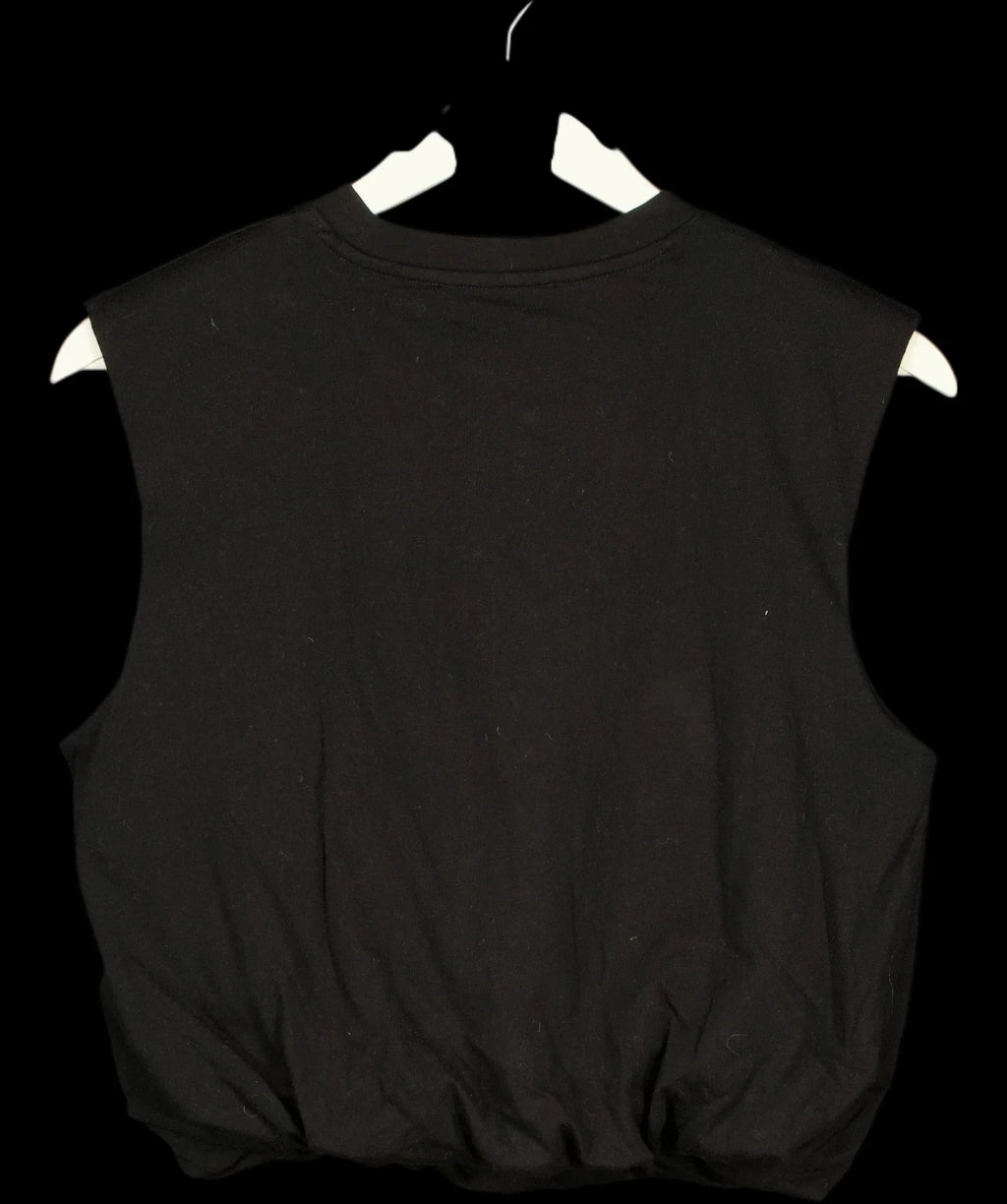 MANGO Black Sleeveless Bubble Hem Jersey Vest Top Black, size UK S — label