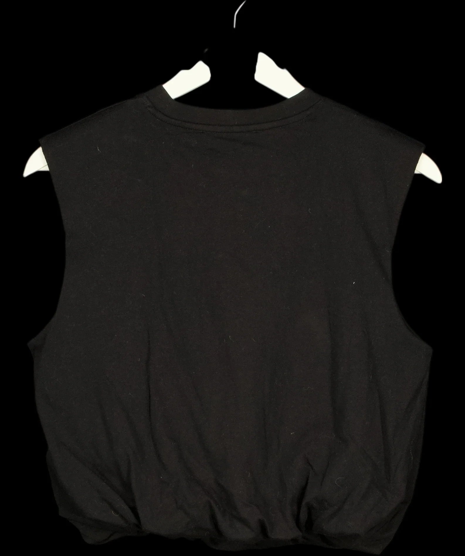MANGO Black Sleeveless Bubble Hem Jersey Vest Top Black, size UK S — label