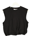 MANGO Black Sleeveless Bubble Hem Jersey Vest Top Black, size UK S — front