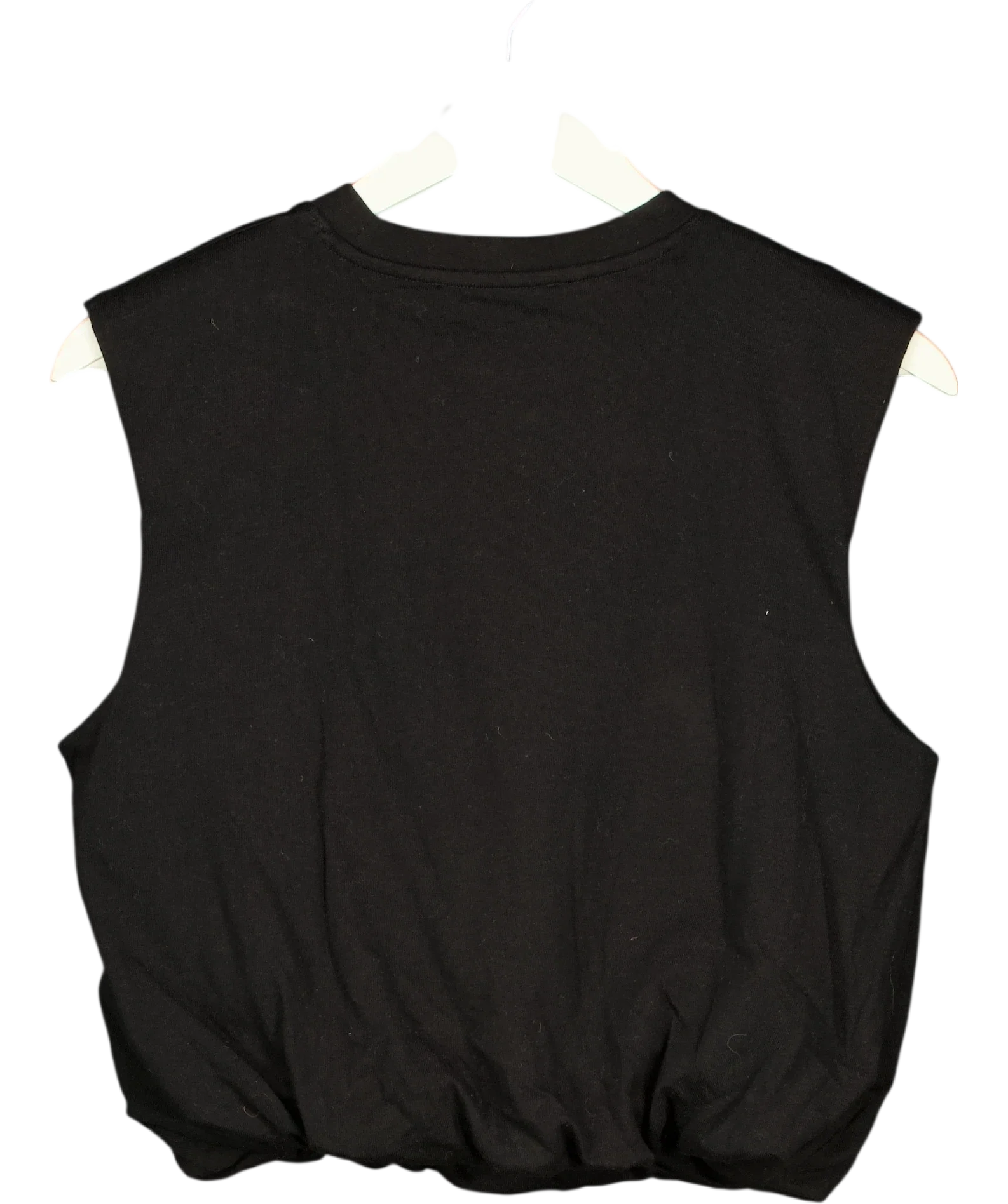 MANGO Black Sleeveless Bubble Hem Jersey Vest Top Black, size UK S — back