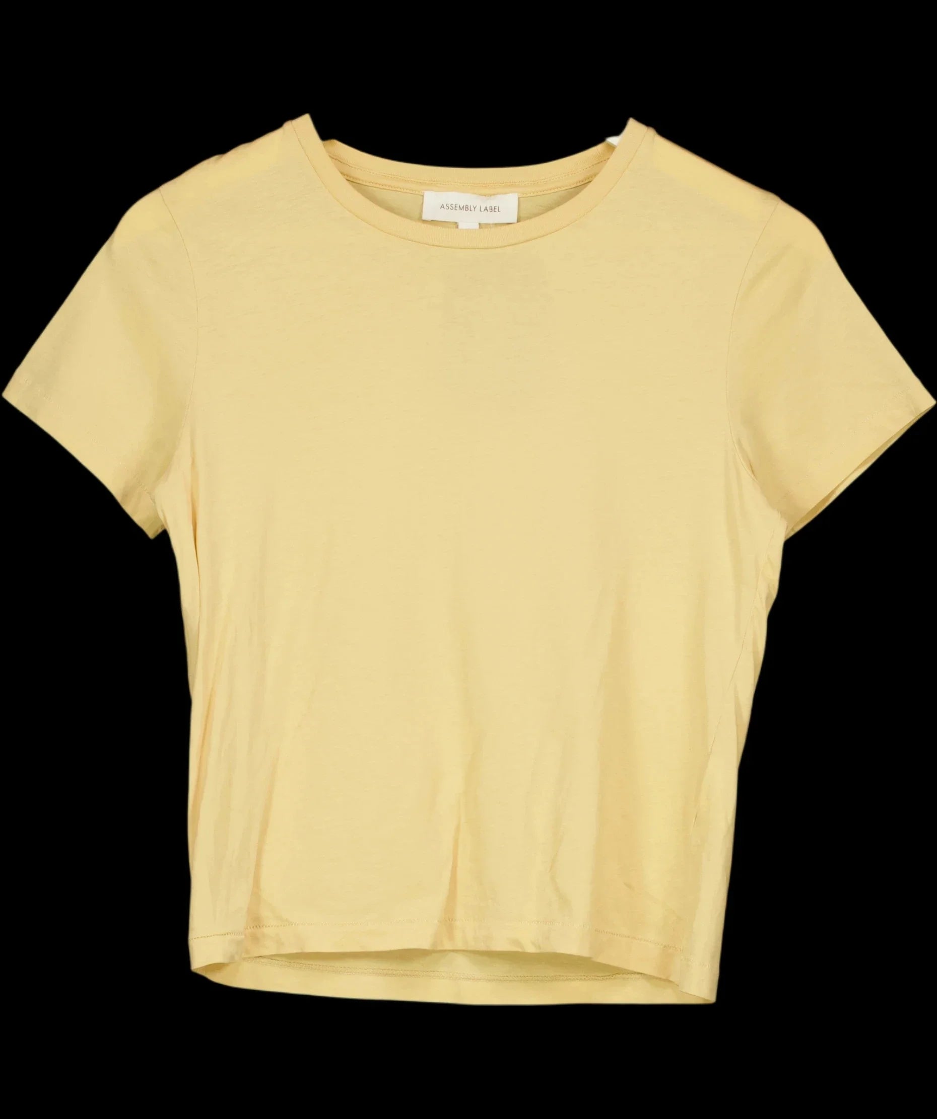 ASEMBLY LABEL Yellow Short Sleeve Basic T-Shirt Butter Yellow S, size UK 6 — detail