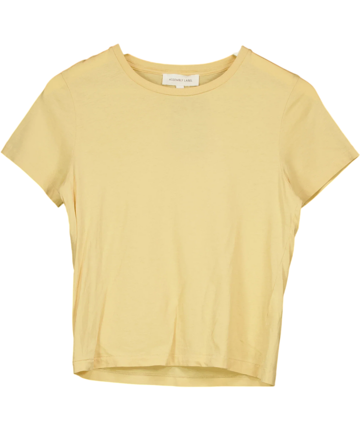 ASEMBLY LABEL Yellow Short Sleeve Basic T-Shirt Butter Yellow S, size UK 6 — front