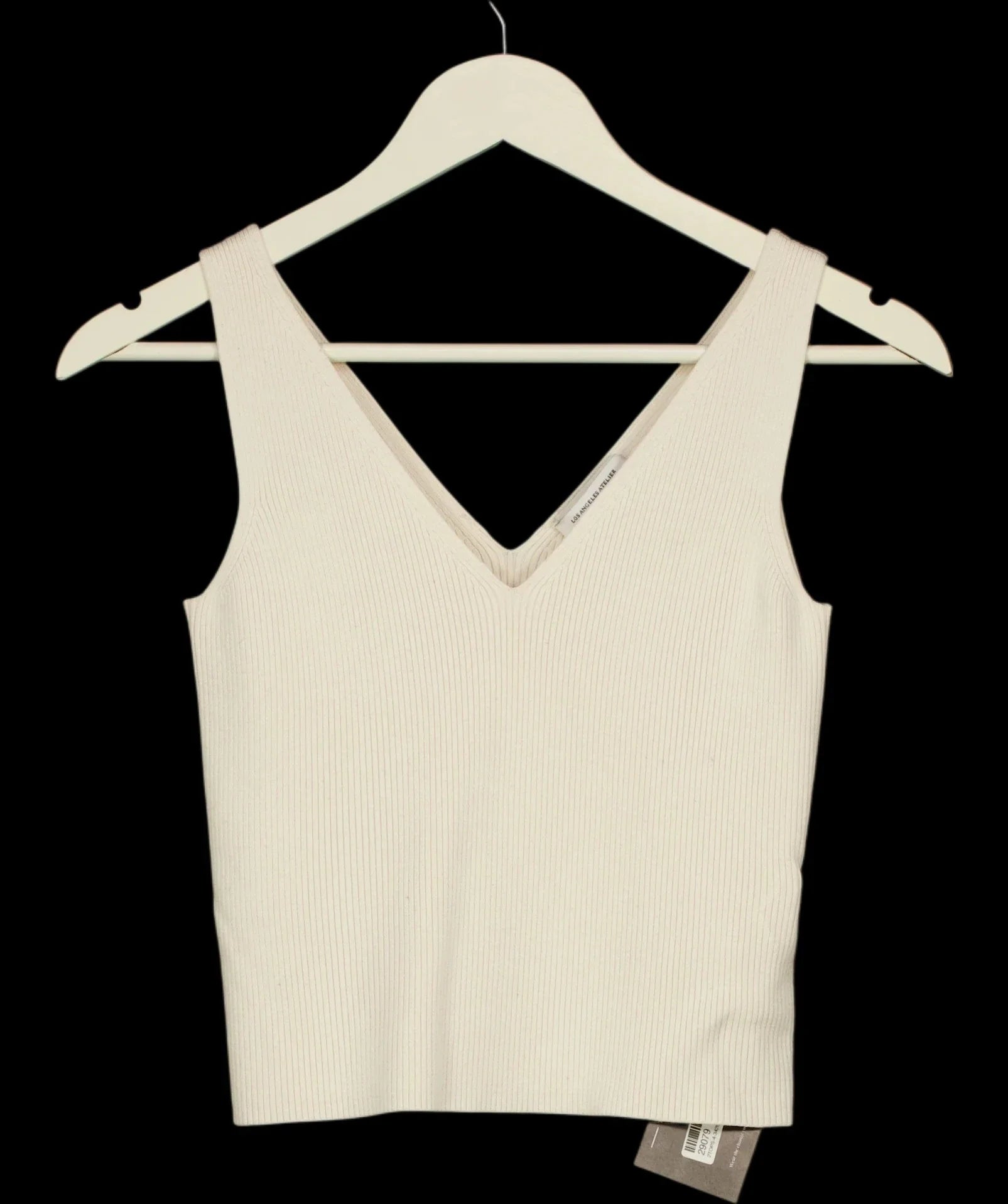 & OTHER STORIES Cream V-Neck Ribbed Knit Tank Top Cream, size UK S — detail