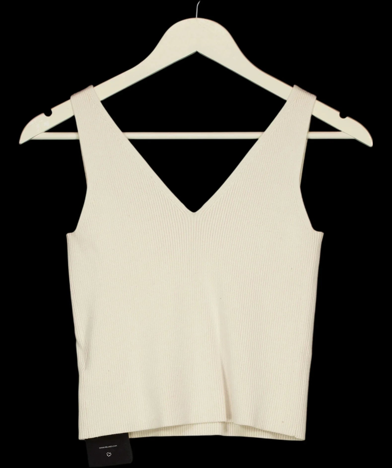 & OTHER STORIES Cream V-Neck Ribbed Knit Tank Top Cream, size UK S — label