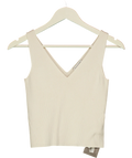 & OTHER STORIES Cream V-Neck Ribbed Knit Tank Top Cream, size UK S — front