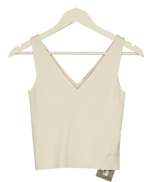 & OTHER STORIES V-neck Ribbed Knit Tank Top Cream UK S