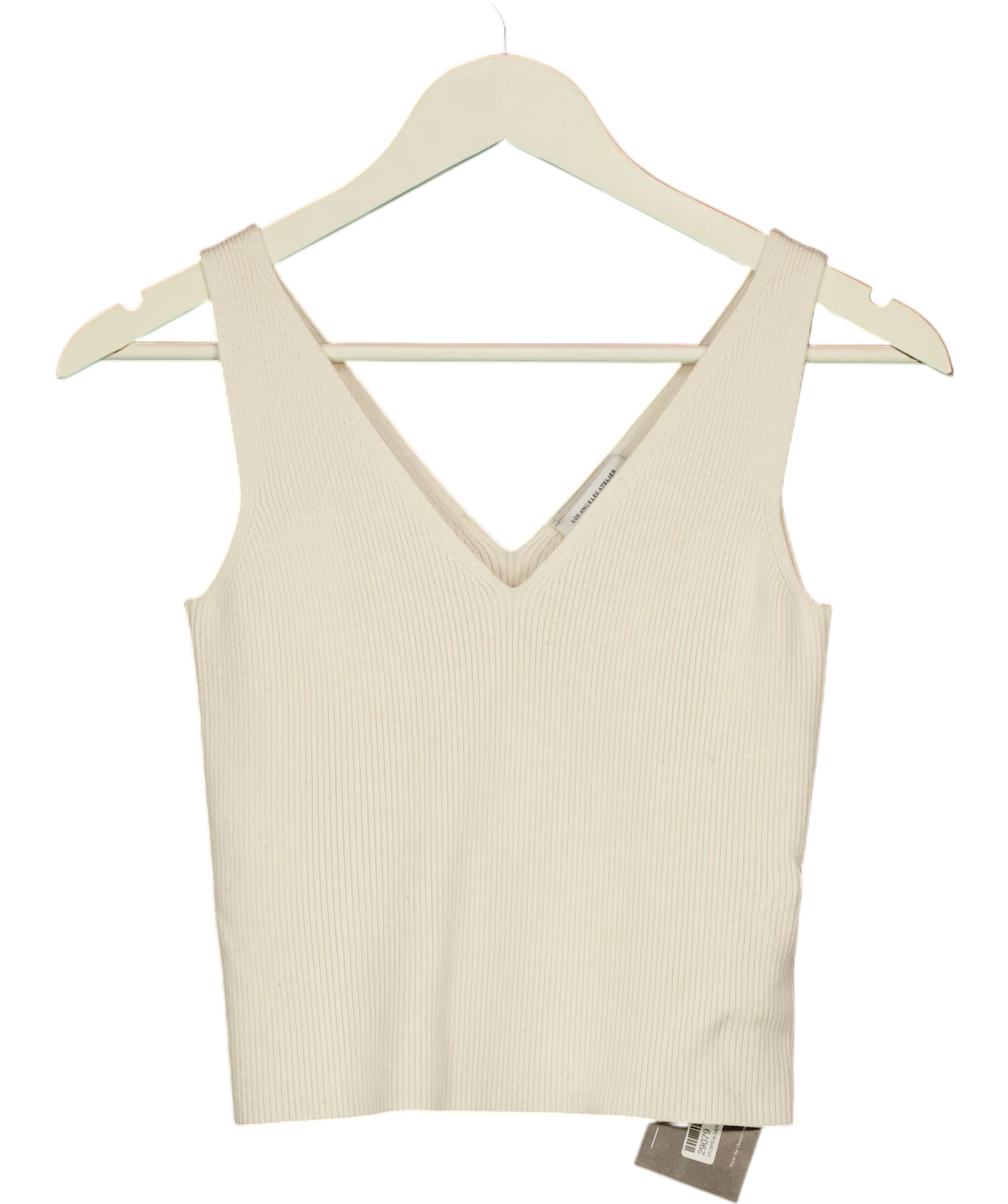 & OTHER STORIES Cream V-Neck Ribbed Knit Tank Top Cream, size UK S — front