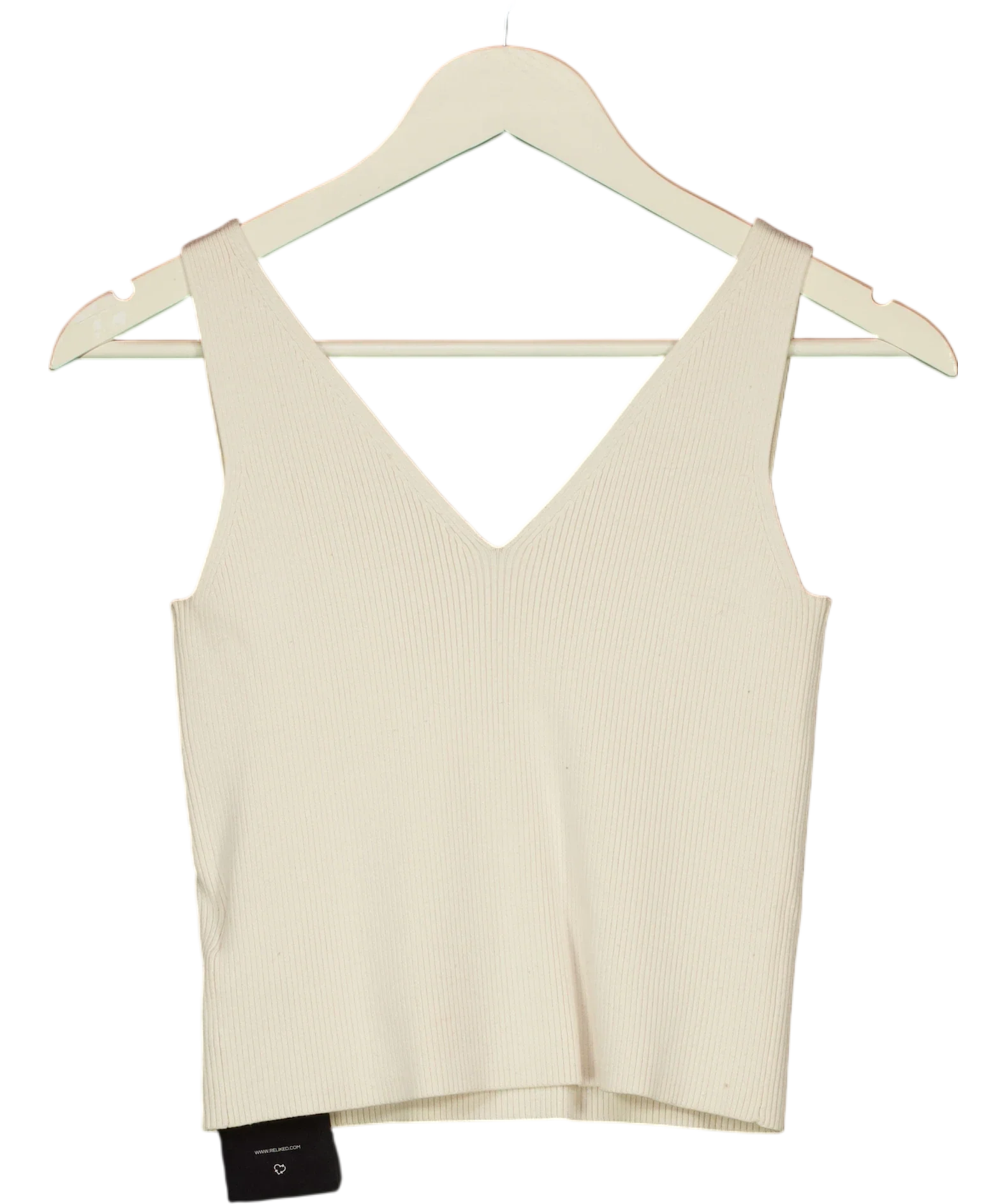 & OTHER STORIES Cream V-Neck Ribbed Knit Tank Top Cream, size UK S — back