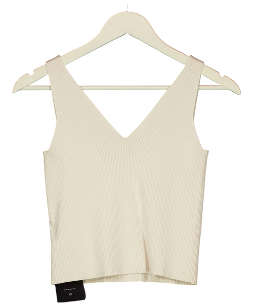 & OTHER STORIES Cream V-Neck Ribbed Knit Tank Top Cream, size UK S — back