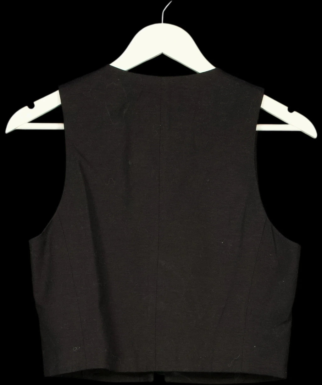 MANGO Black Linen Blend Tie Front Cropped Waistcoat, size UK S — label