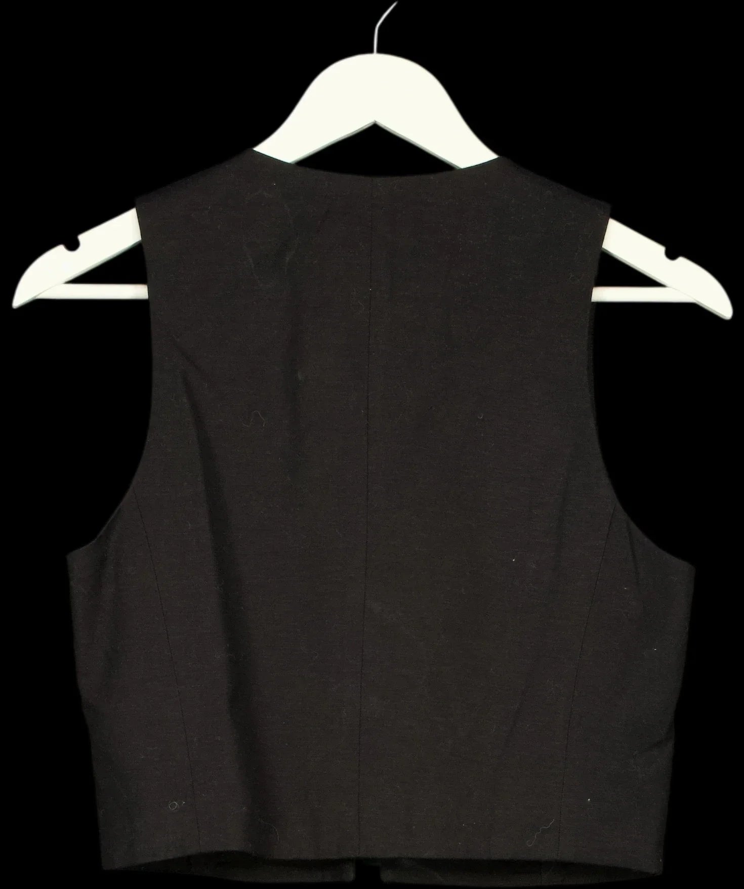 MANGO Black Linen Blend Tie Front Cropped Waistcoat, size UK S — label