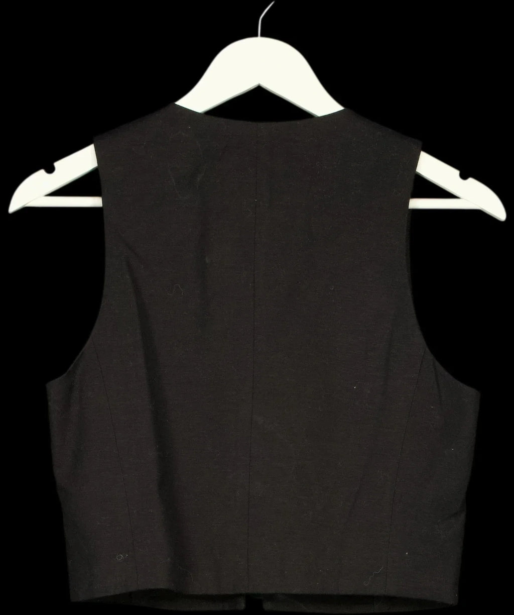 MANGO Black Linen Blend Tie Front Cropped Waistcoat, size UK S — label