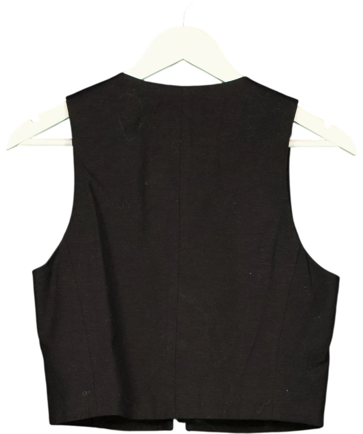 MANGO Black Linen Blend Tie Front Cropped Waistcoat, size UK S — back