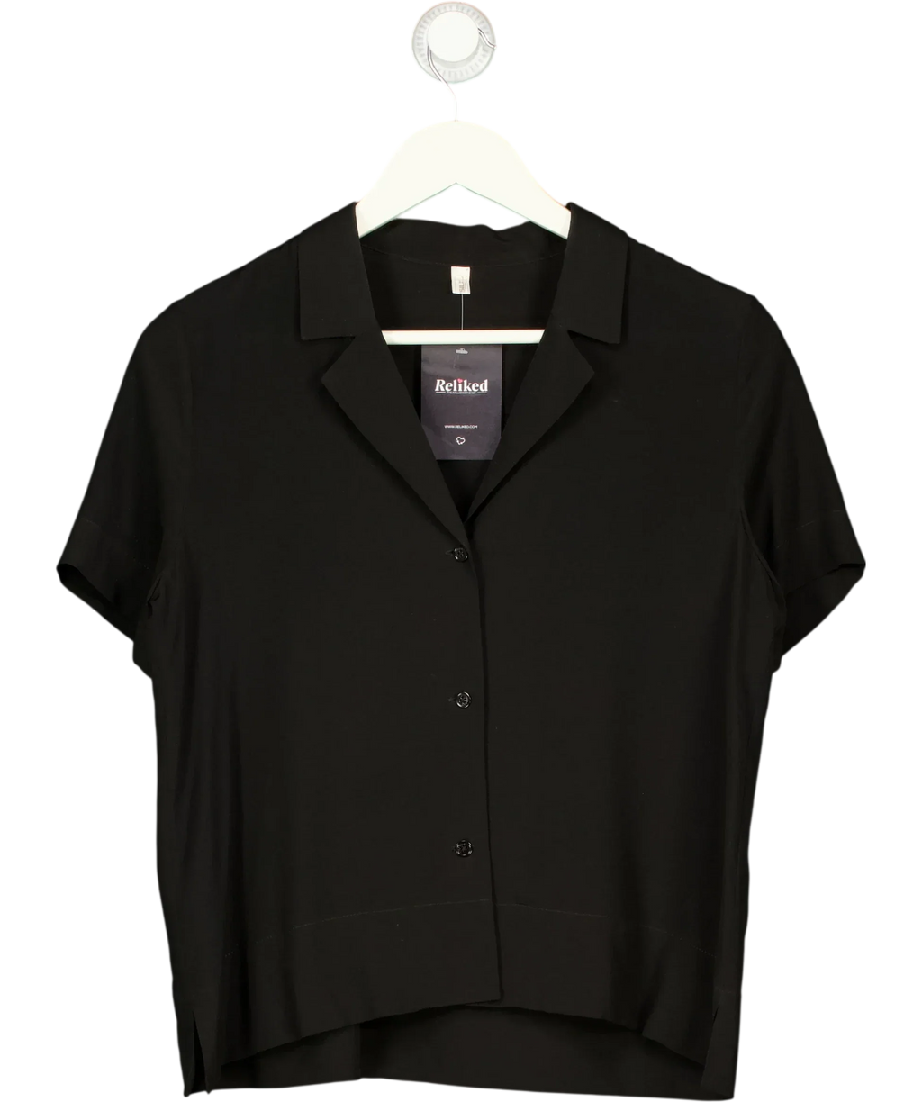 LILYSILK Black Casual Short Sleeves Loose Silk Shirt Black Sz S, size UK 10 — front