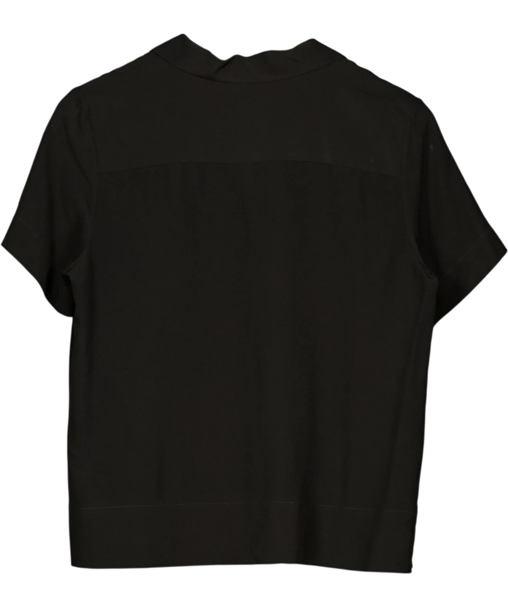 LILYSILK Black Casual Short Sleeves Loose Silk Shirt Black Sz S, size UK 10 — back