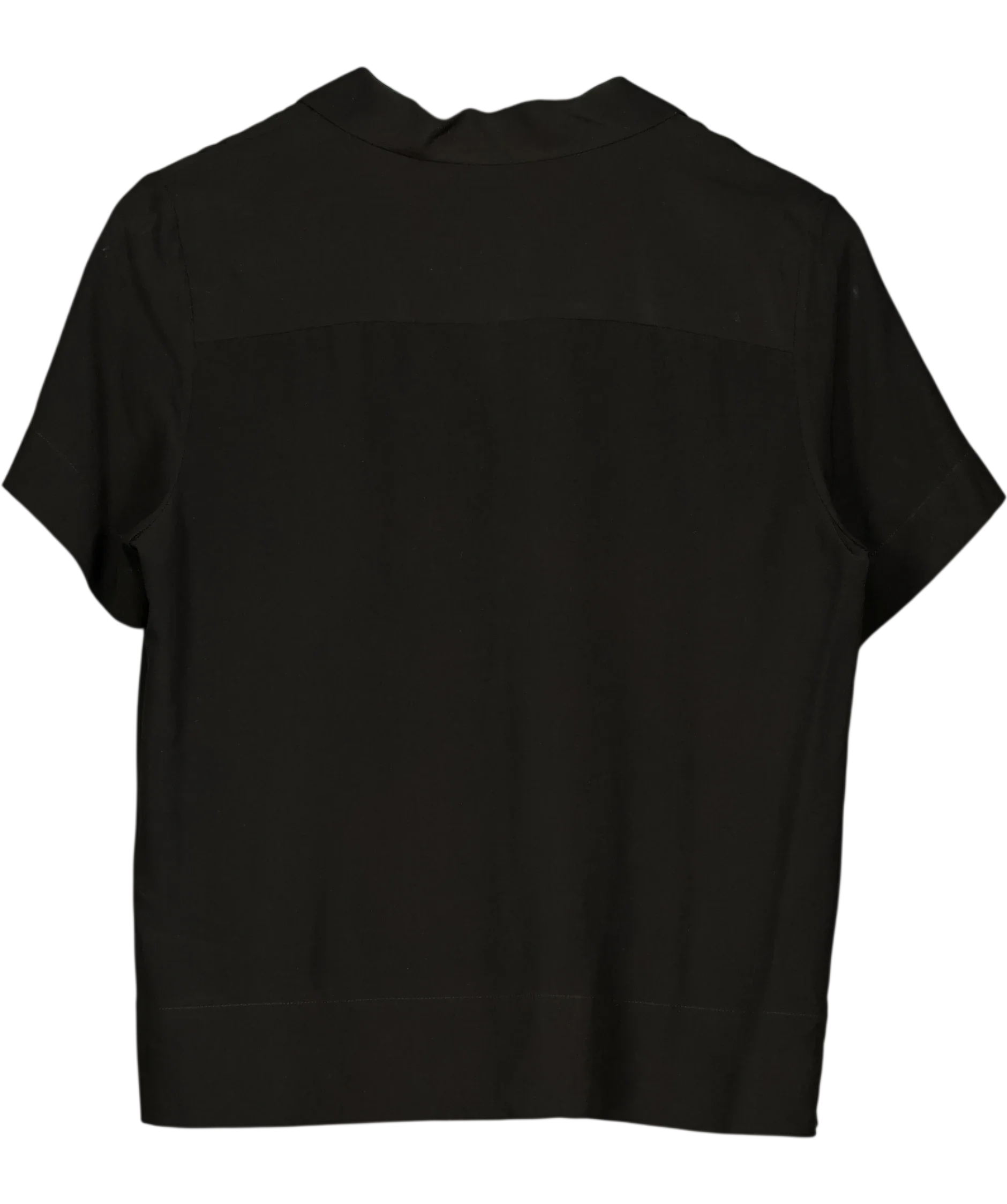 LILYSILK Black Casual Short Sleeves Loose Silk Shirt Black Sz S, size UK 10 — back