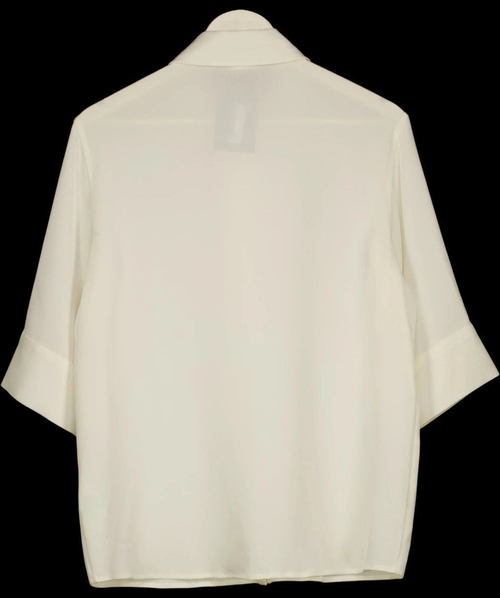 LILYSILK Cream Heavy Silk Crepe Relaxed Half-Sleeve Shirt, size UK S — label