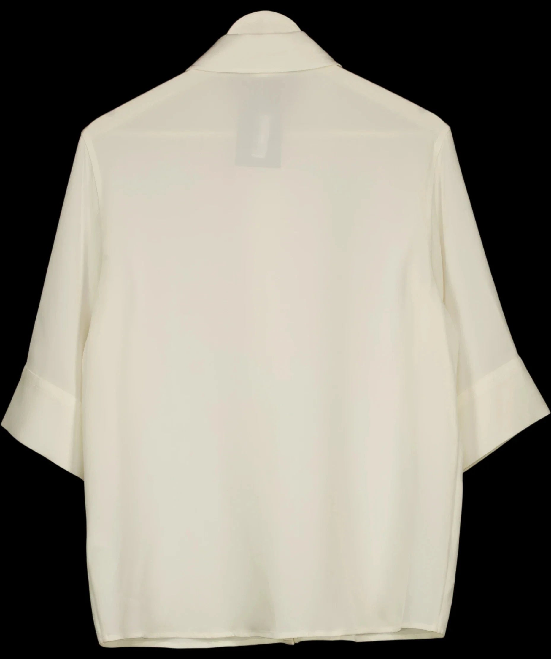 LILYSILK Cream Heavy Silk Crepe Relaxed Half-Sleeve Shirt, size UK S — label
