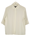 LILYSILK Cream Heavy Silk Crepe Relaxed Half-Sleeve Shirt, size UK S — front