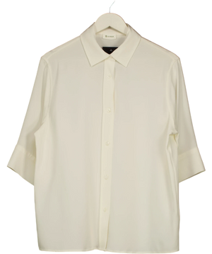 LILYSILK Cream Heavy Silk Crepe Relaxed Half-sleeve Shirt UK S