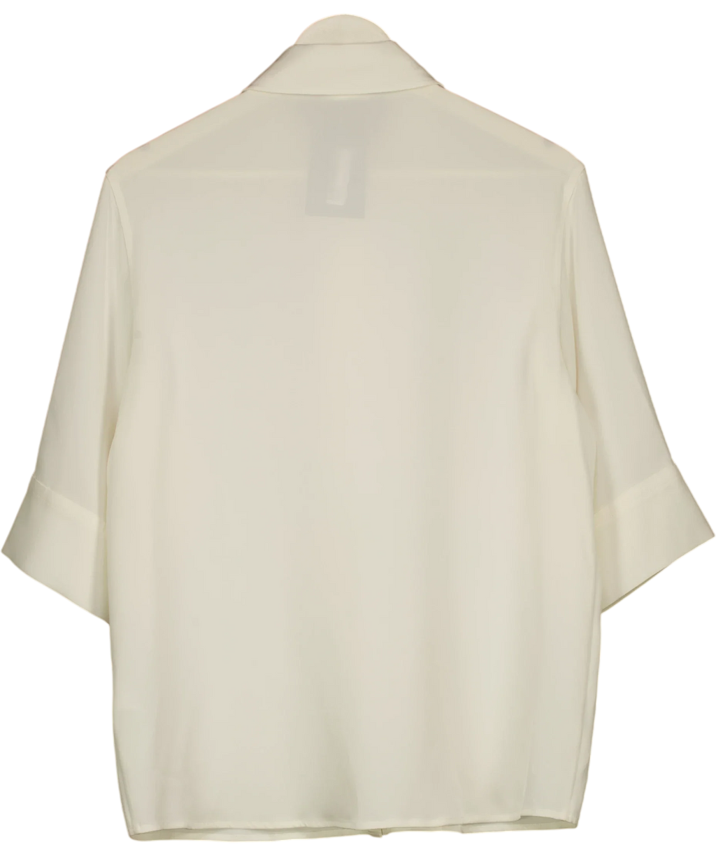 LILYSILK Cream Heavy Silk Crepe Relaxed Half-Sleeve Shirt, size UK S — back
