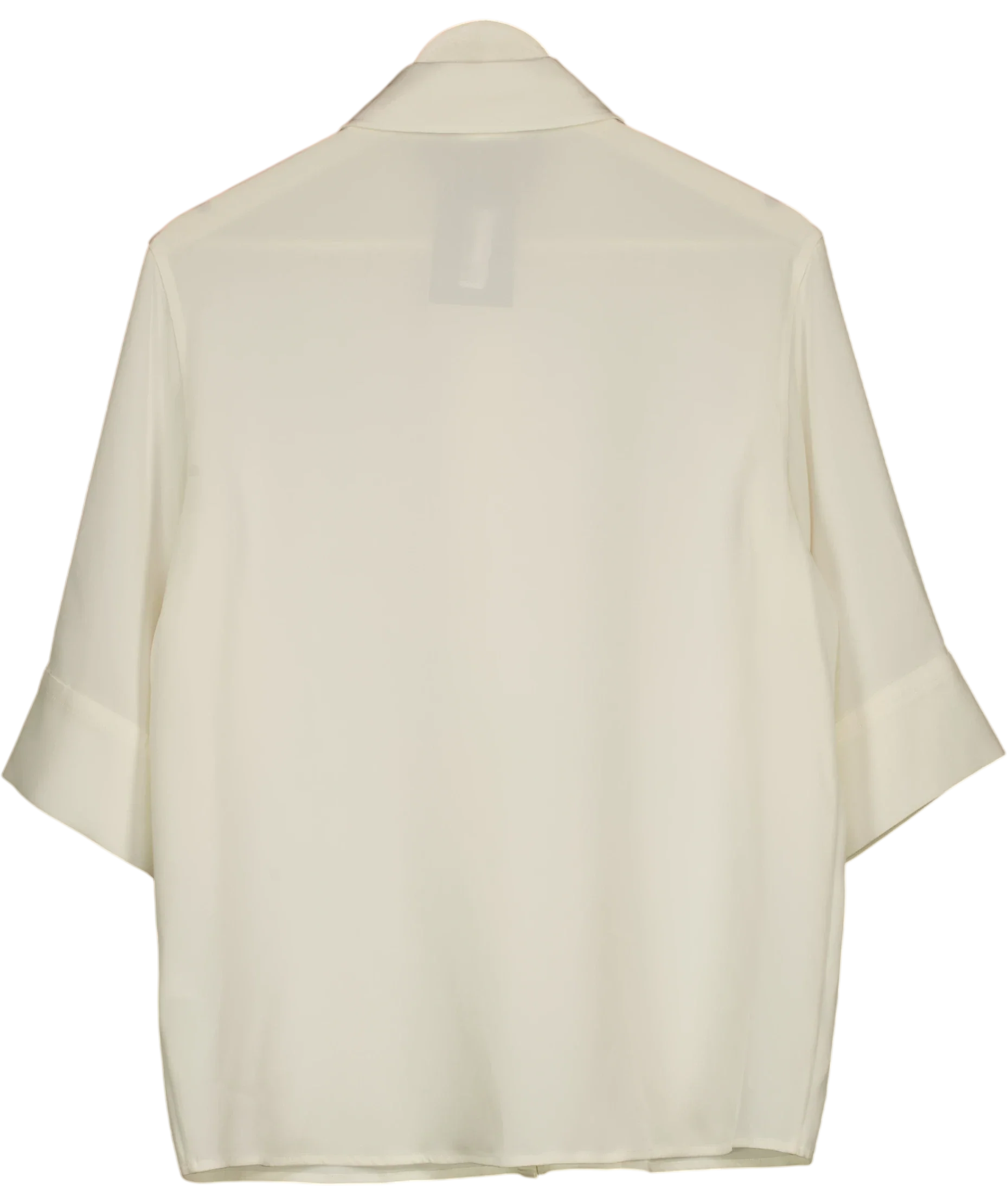 LILYSILK Cream Heavy Silk Crepe Relaxed Half-Sleeve Shirt, size UK S — back