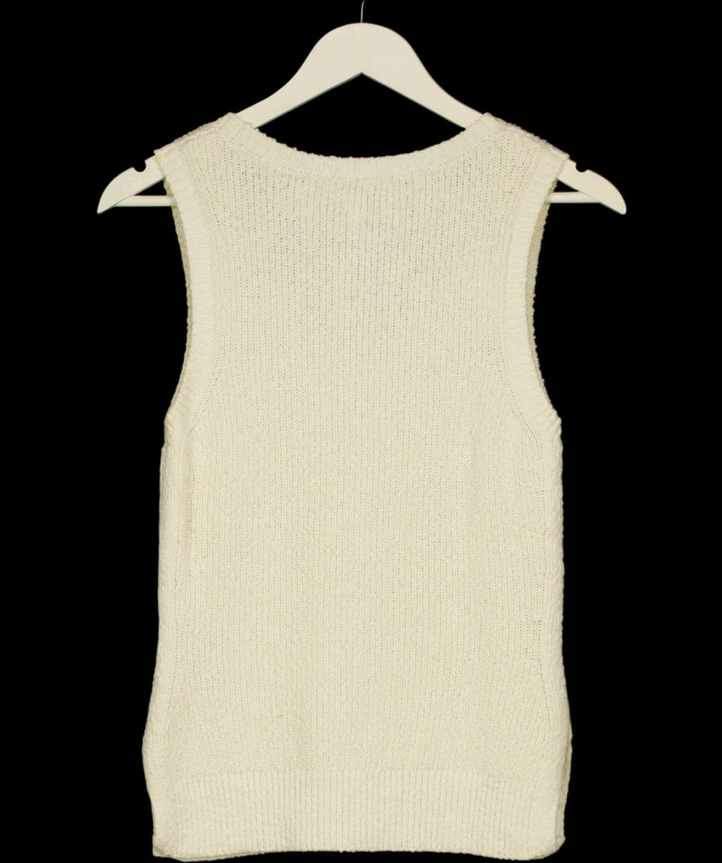 & OTHER STORIES Cream Knitted Tank Top Cream, size UK S — label