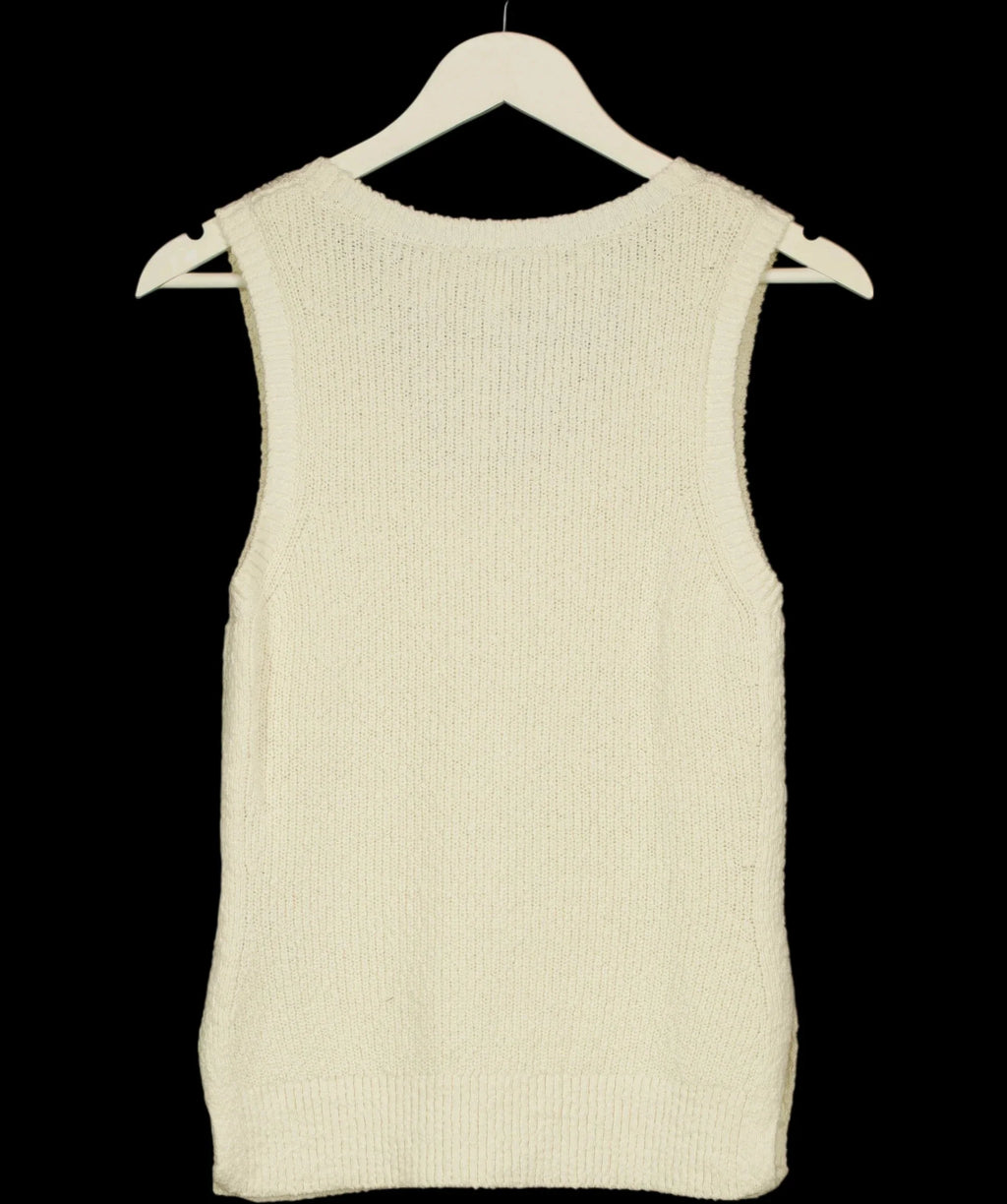 & OTHER STORIES Cream Knitted Tank Top Cream, size UK S — label