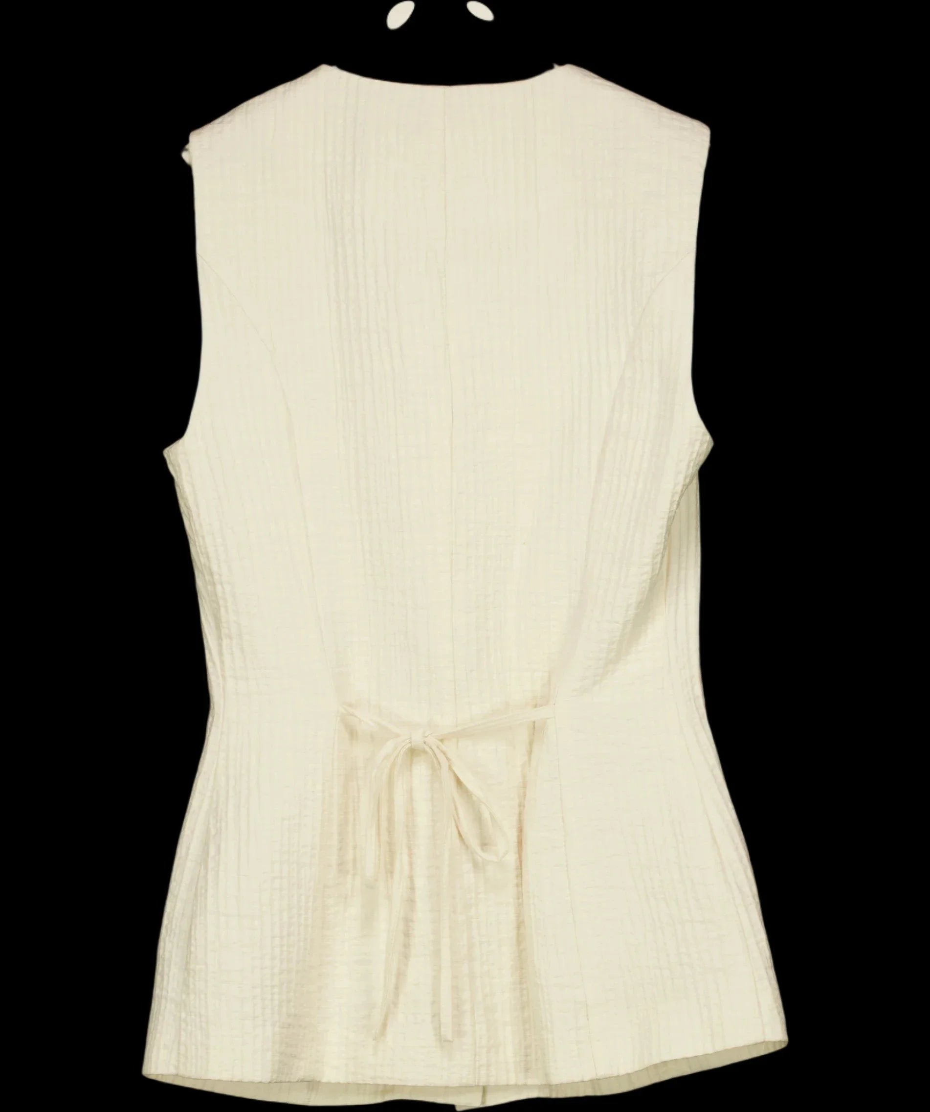 M&S Cream Sleeveless Textured Button-Front Waistcoat Top Cream, size UK 6 — label