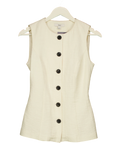 M&S Cream Sleeveless Textured Button-Front Waistcoat Top Cream, size UK 6 — front
