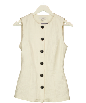 M&S Sleeveless Textured Button-front Waistcoat Top Cream UK 6