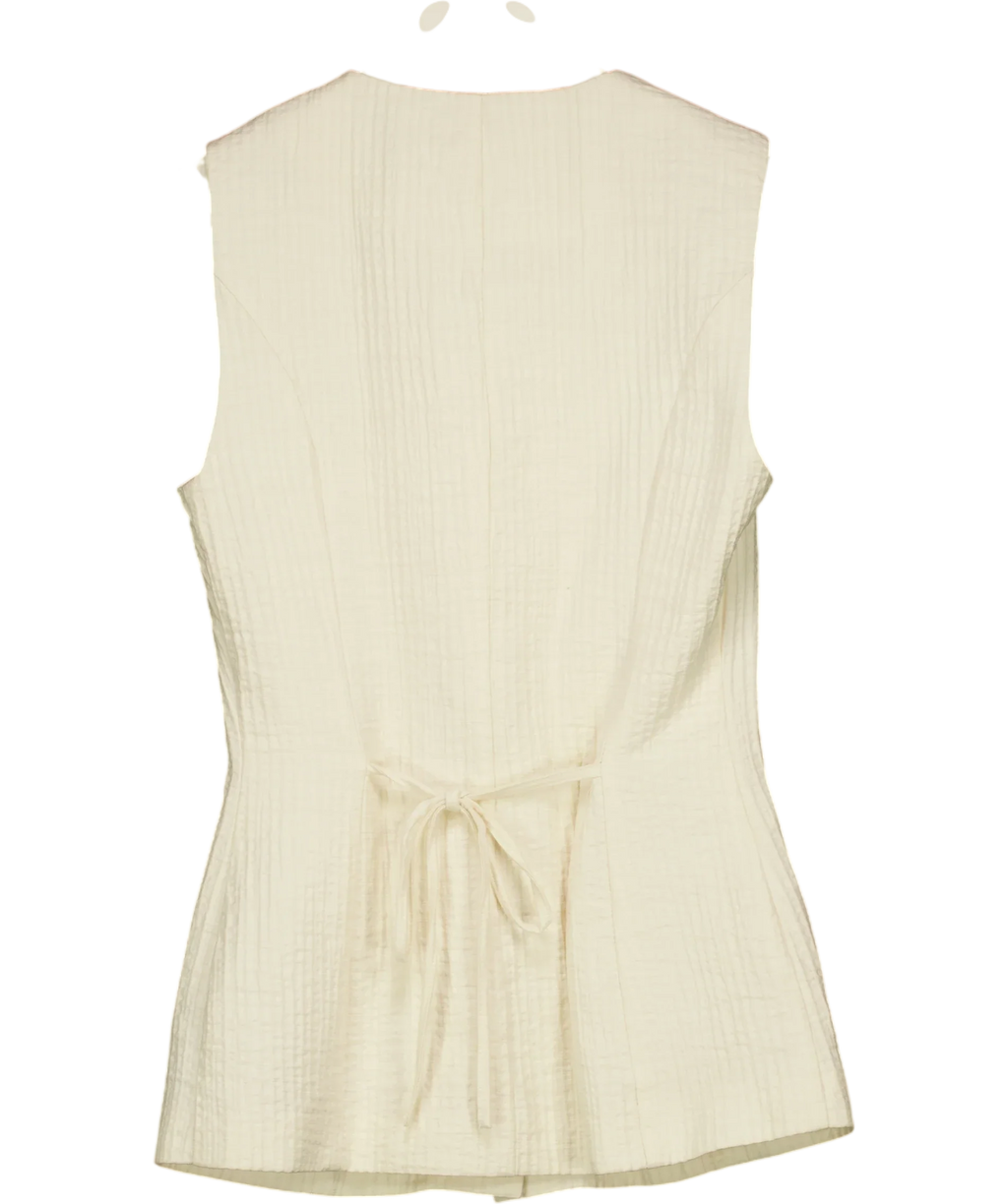 M&S Cream Sleeveless Textured Button-Front Waistcoat Top Cream, size UK 6 — back