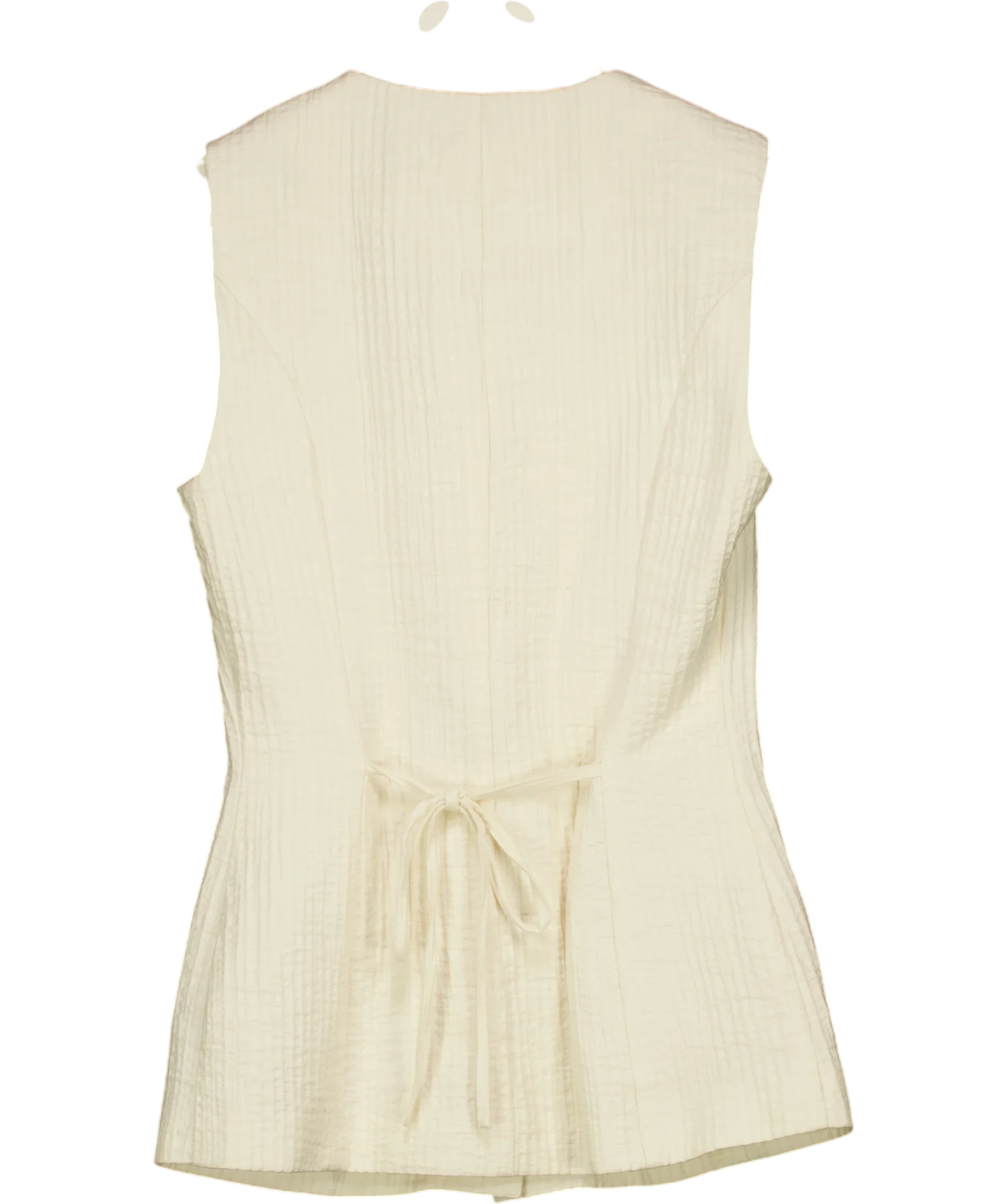 M&S Cream Sleeveless Textured Button-Front Waistcoat Top Cream, size UK 6 — back