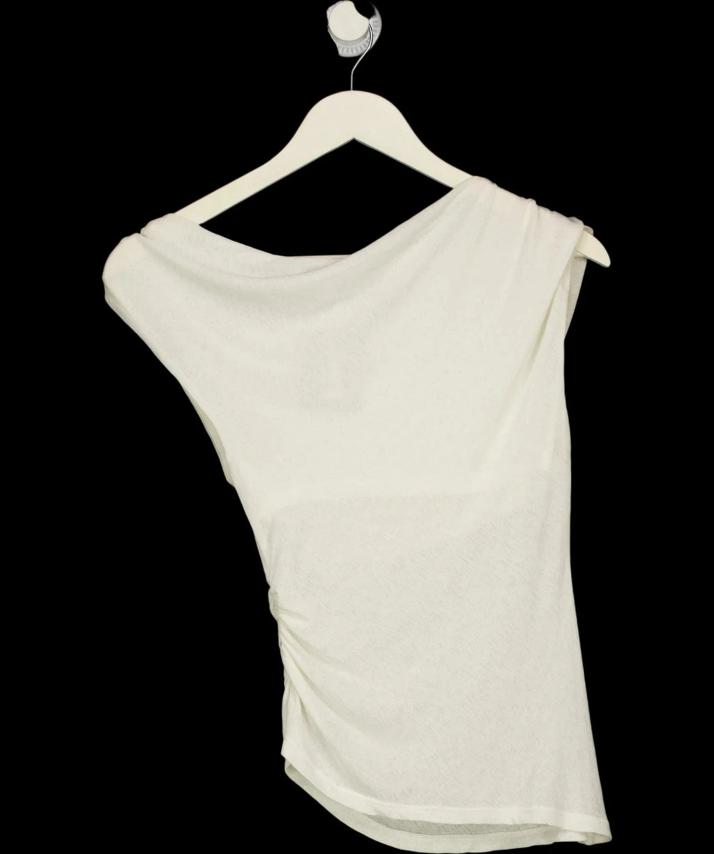 M&S Cream Sleeveless Draped Cowl Neck Top Cream, size UK S — label