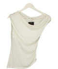 M&S Cream Sleeveless Draped Cowl Neck Top Cream, size UK S — front