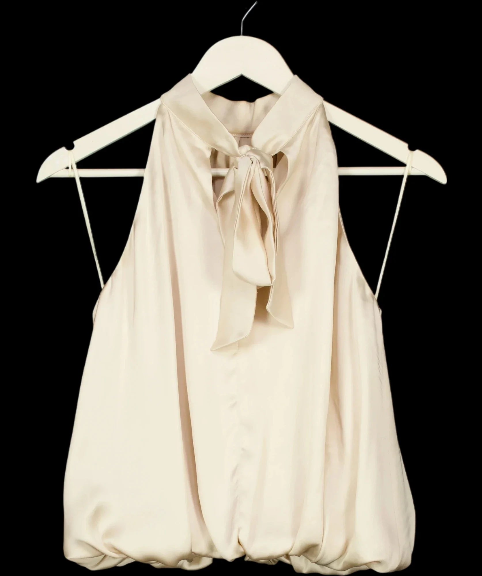 PRETTY LAVISH Beige Hailee Halter Neck Bubble Hem Blouse Oyster beige, size UK 8 — detail