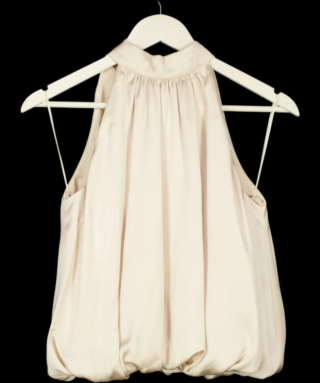 PRETTY LAVISH Beige Hailee Halter Neck Bubble Hem Blouse Oyster beige, size UK 8 — label