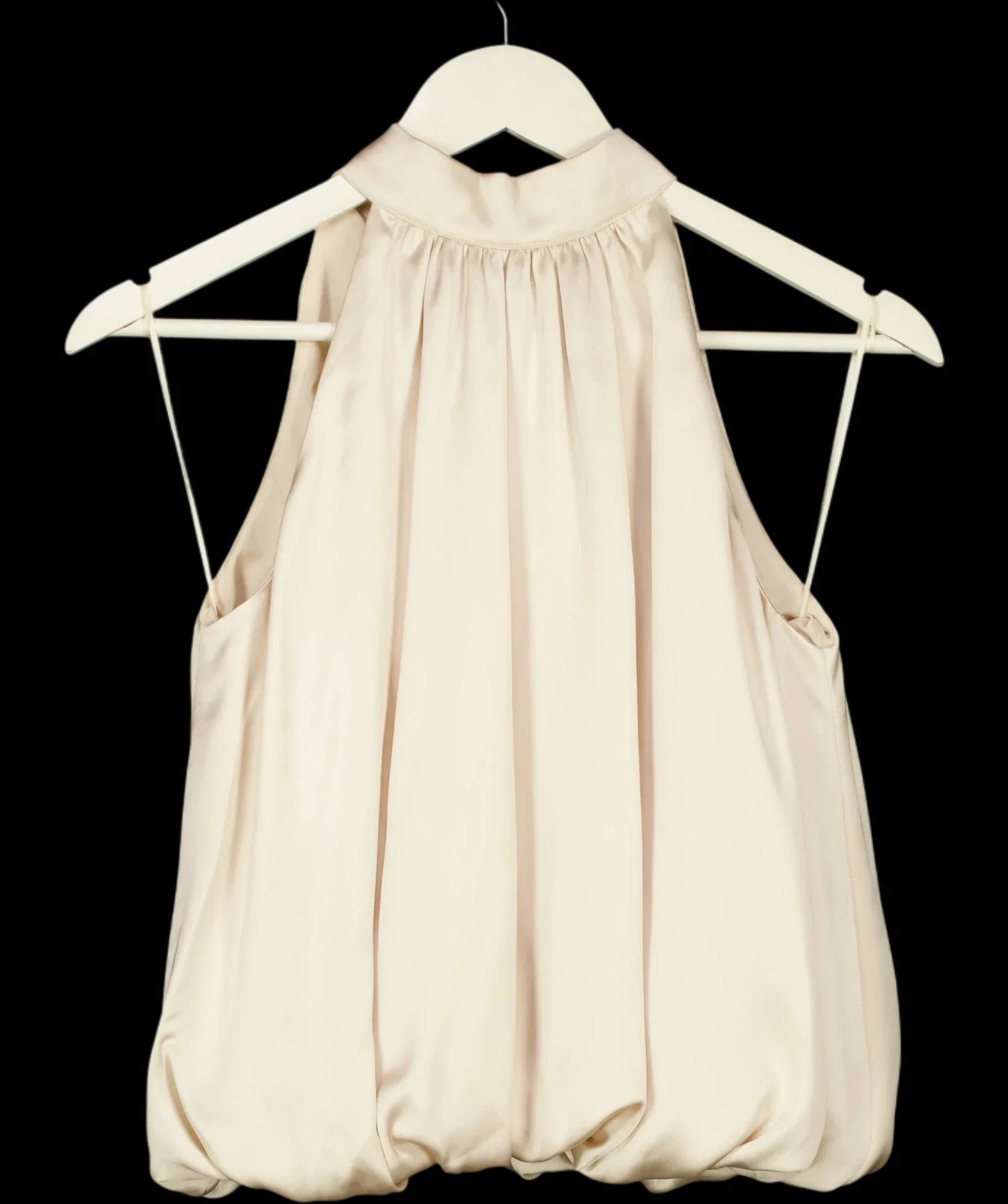 PRETTY LAVISH Beige Hailee Halter Neck Bubble Hem Blouse Oyster beige, size UK 8 — label