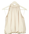 PRETTY LAVISH Beige Hailee Halter Neck Bubble Hem Blouse Oyster beige, size UK 8 — front