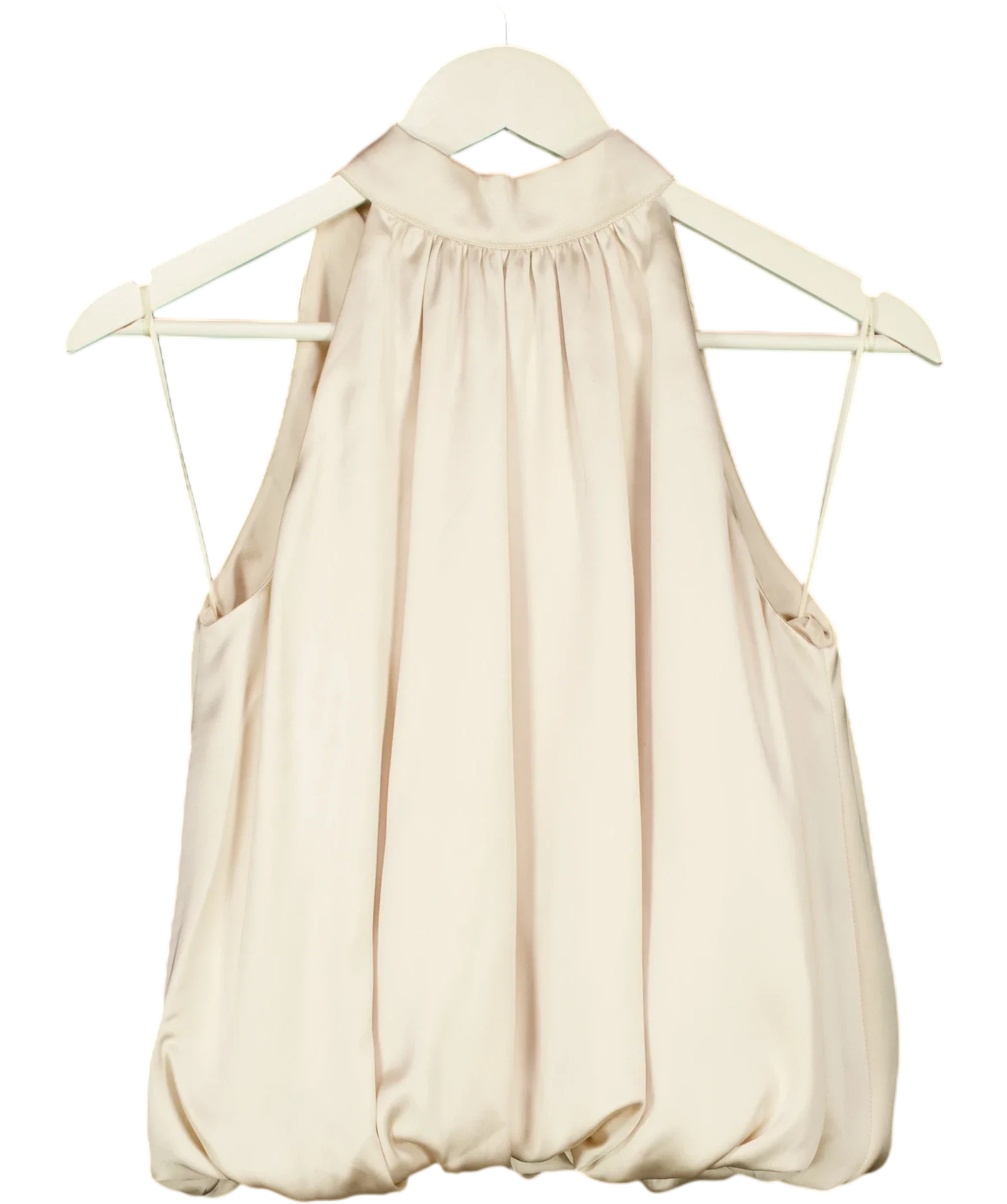 PRETTY LAVISH Beige Hailee Halter Neck Bubble Hem Blouse Oyster beige, size UK 8 — front