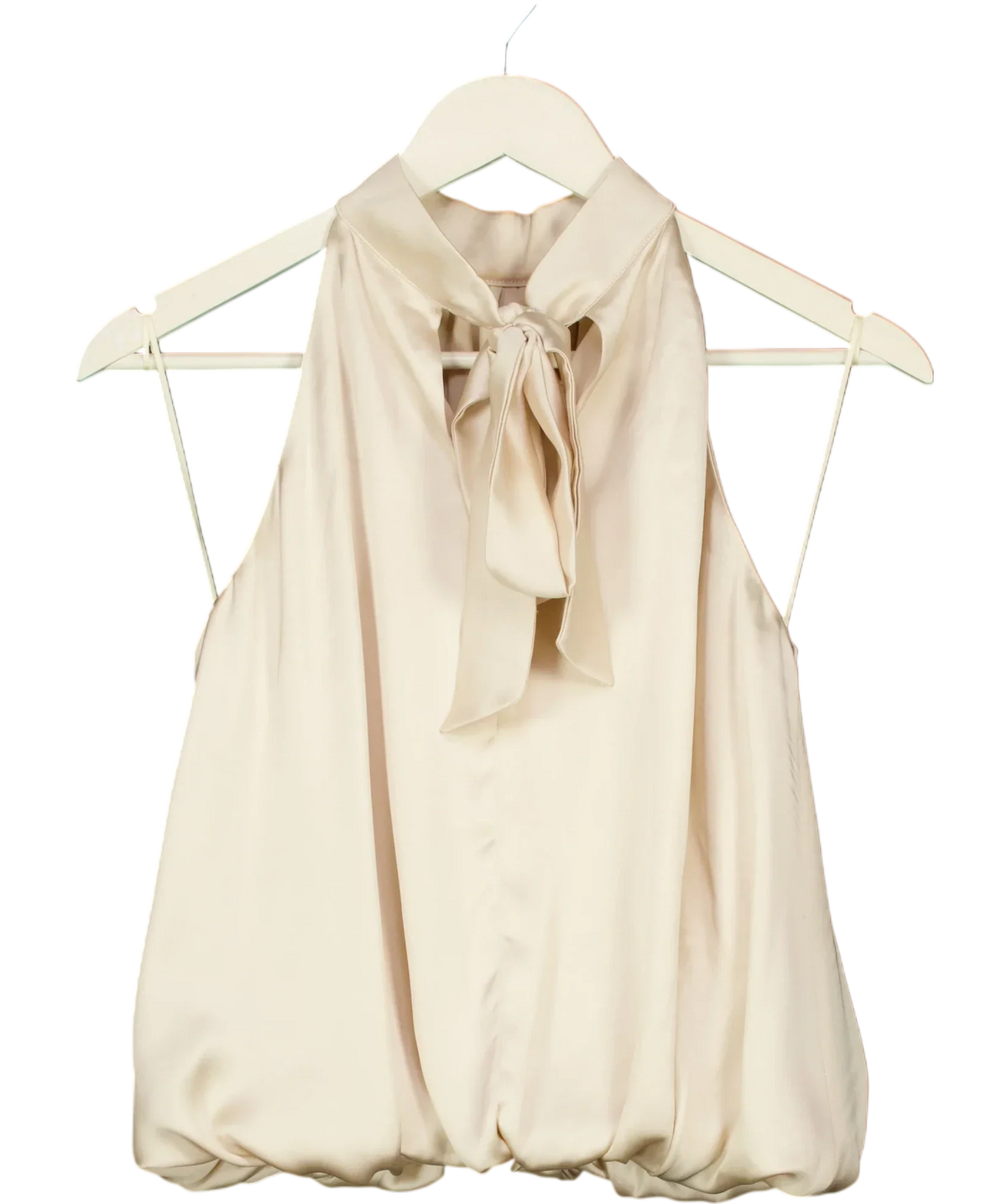 PRETTY LAVISH Beige Hailee Halter Neck Bubble Hem Blouse Oyster beige, size UK 8 — back