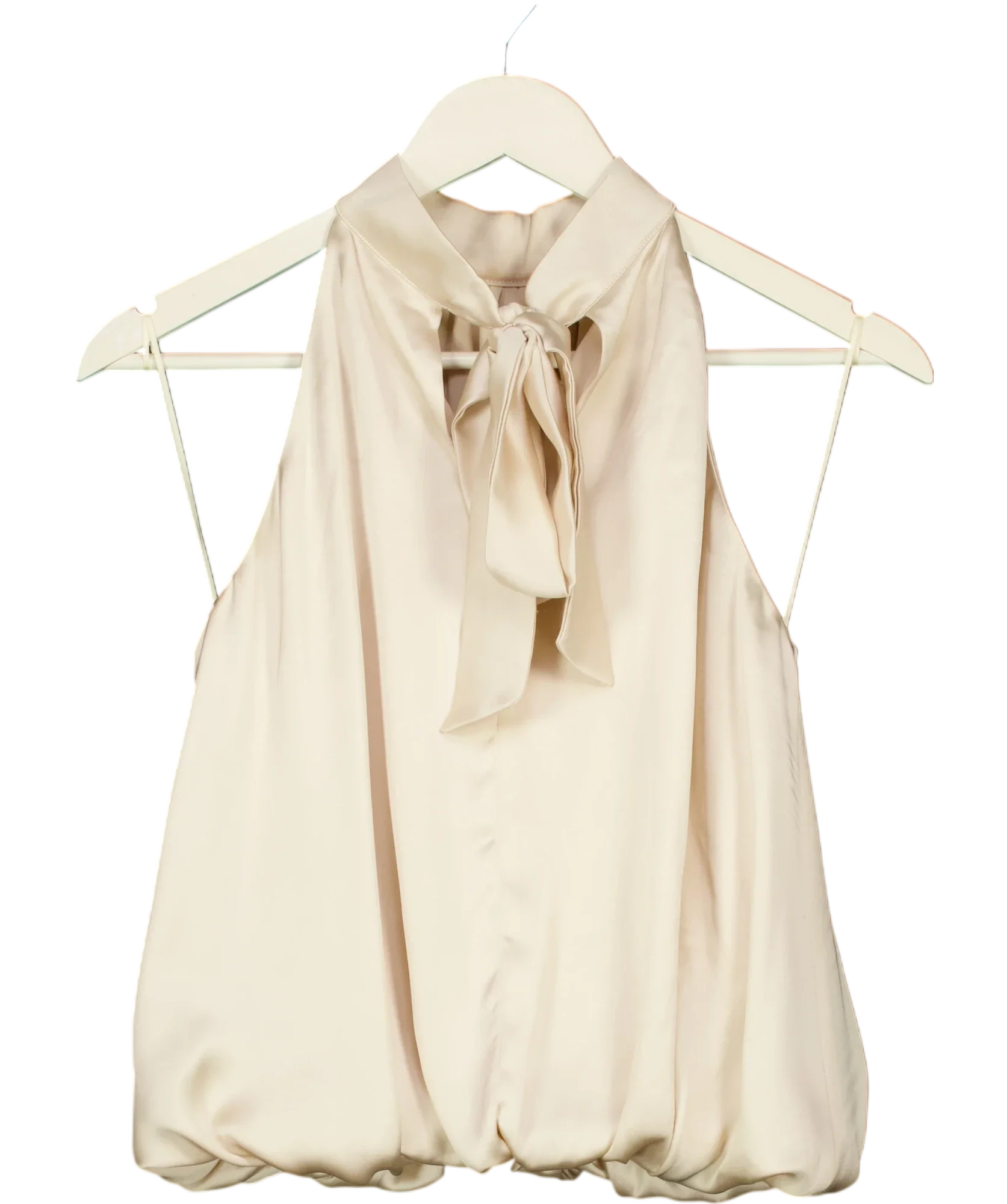 PRETTY LAVISH Beige Hailee Halter Neck Bubble Hem Blouse Oyster beige, size UK 8 — back