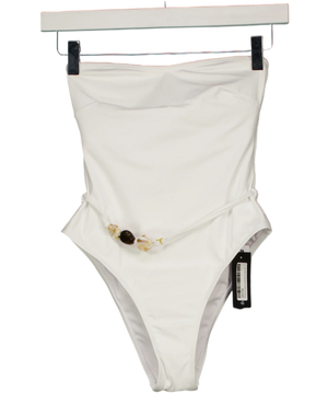 4th & Reckless Valeria Resin Bead Bandeau Swimsuit White UK 6