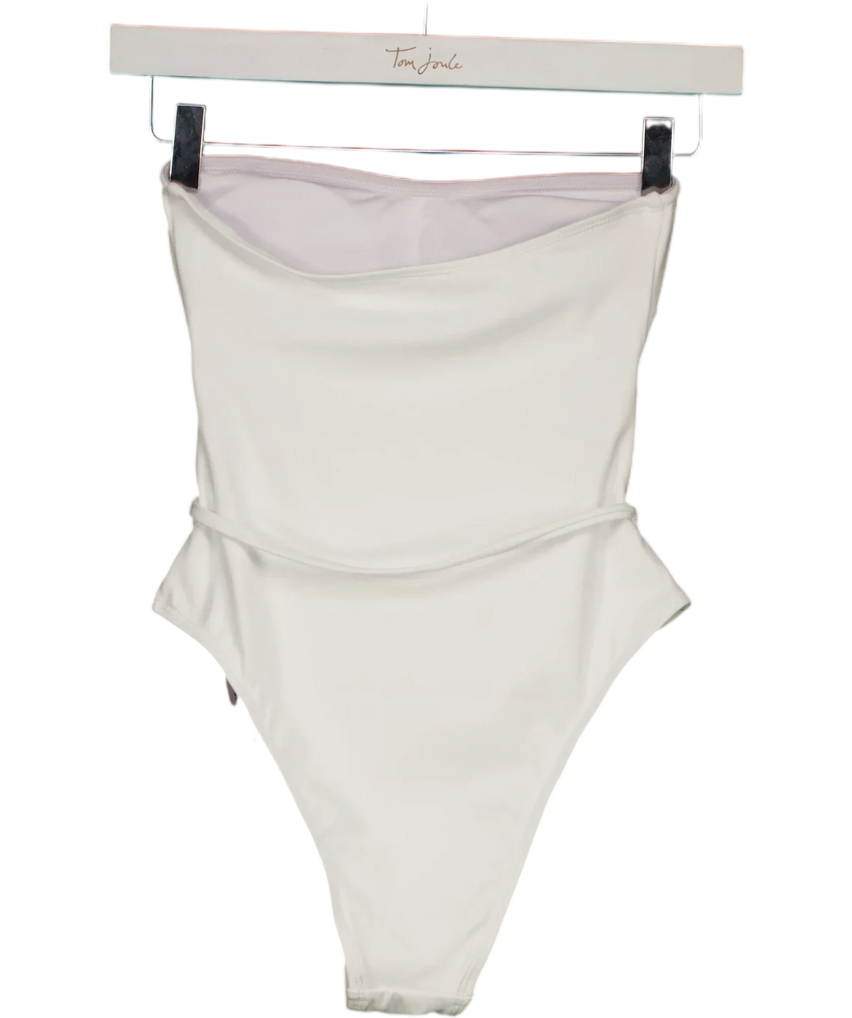 4th & Reckless White Valeria Resin Bead Bandeau Swimsuit White, size UK 6 — back