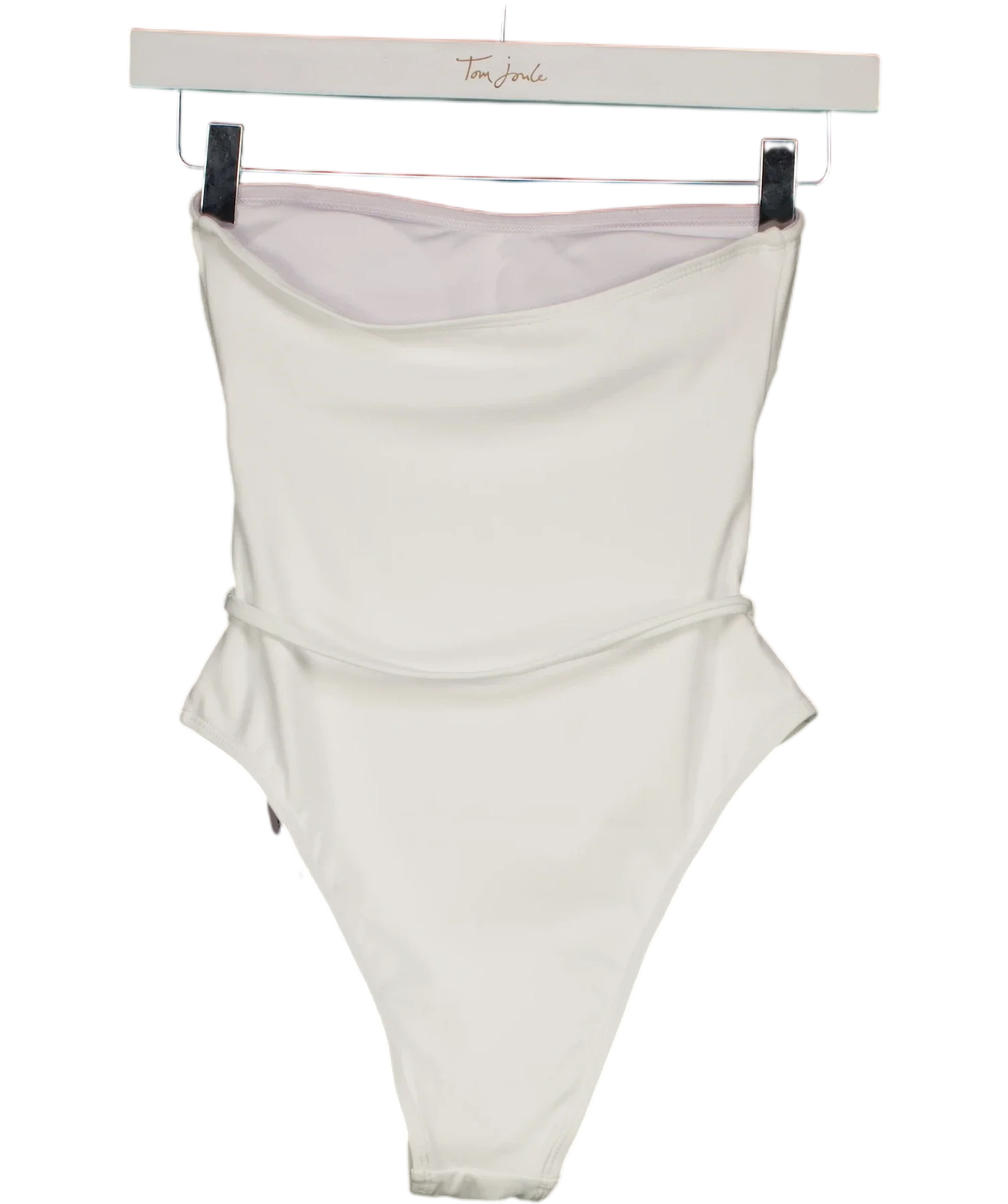 4th & Reckless White Valeria Resin Bead Bandeau Swimsuit White, size UK 6 — back