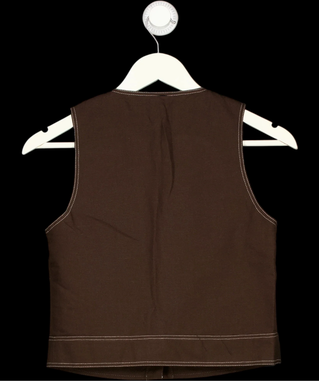 Aligne Brown Summer Utility Button Up Linen Top Chocolate Brown, size UK 6 — label